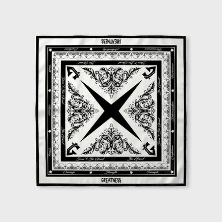 White & Black Silk Scarf